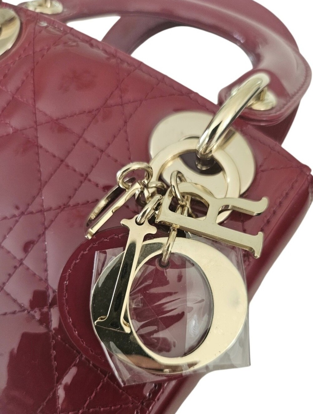 Dior Mini Lady Dior Bag in Cherry Red Patent Cannage Calfskin NIB - Picture 10 of 14